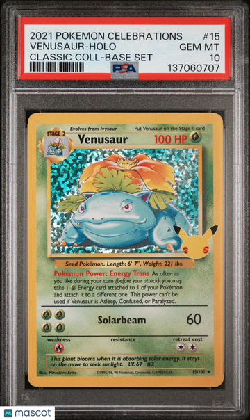 2021 Pokemon Celebrations Classic Collection Venusaur Holo Classic Coll-Base Set PSA 10 #15