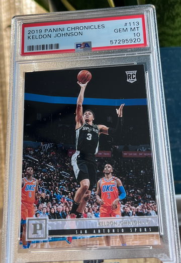 2019 PANINI CHRONICLES KELDON JOHNSON #113 RC PSA 10 Gem Mint ROOKIE Card Spurs!