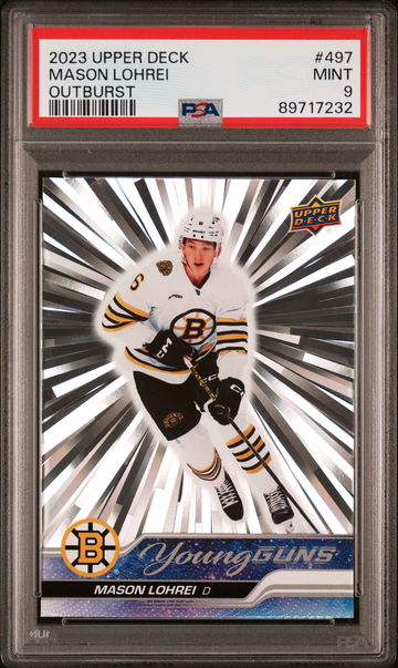 2023 Upper Deck Outburst Silver Mason Lohrei #497 PSA 9