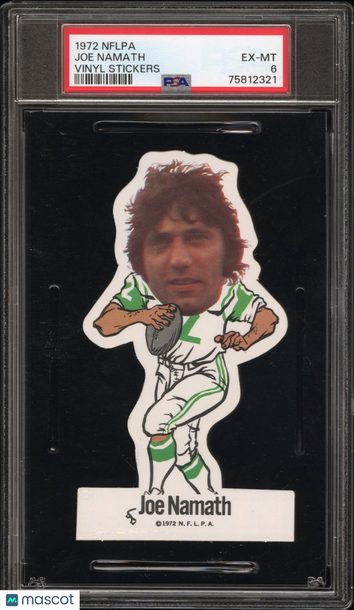 1972 NFLPA Vinyl Stickers Joe Namath PSA 6