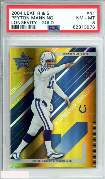 2004 LEAF RS LONGEVITY PEYTON MANNING #41 LONGEVITY-GOLD PSA 8 NM-MT