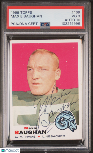 1969 Topps Maxie Baughan #169 PSA 3 Auto 10