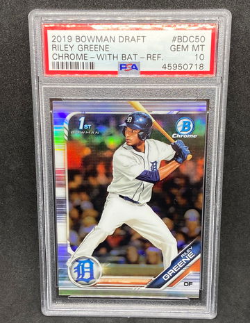 Riley Greene 2019 1st Bowman Chrome Draft Refractor  Psa 10