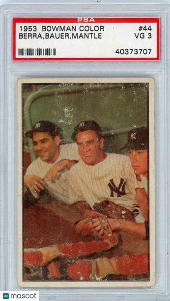 1953 Bowman Color Mantle Bauer Berra #44 PSA 3