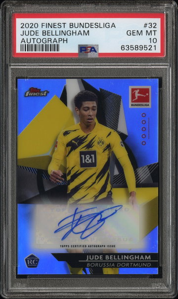 2020 TOPPS FINEST BUNDESLIGA JUDE BELLINGHAM AUTOGRAPH #32 RC ROOKIE PSA 10