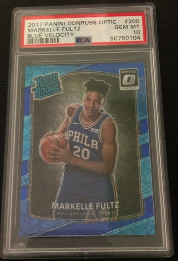 2017 Donruss Optic #200 Markelle Fultz Rated Rookie RC Blue Velocity Prizm PSA 10 Gem Mint