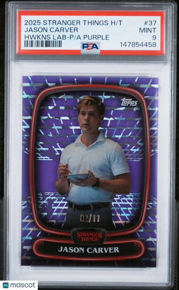 2025 Topps Stranger Things High Tek Jason Carver #37 Hwkns LB Palace Arcade PRP PSA 9