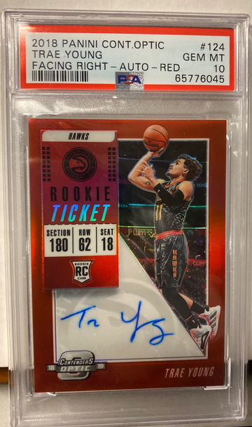 2018 Panini Contenders Optic Trae Young Red Refractor PSA 10 Gem Mint 140/149