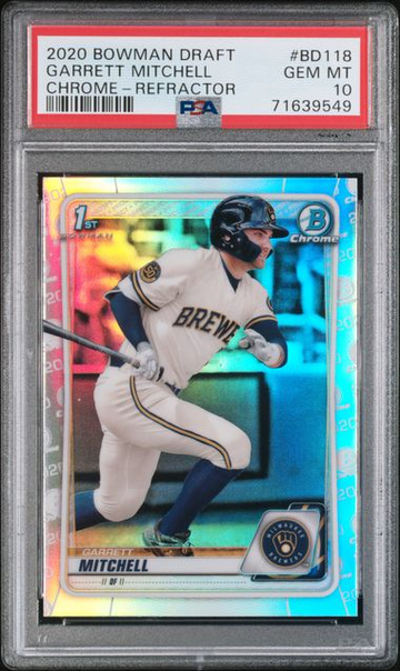 2020 TOPPS BOWMAN DRAFT GARRETT MITCHELL CHROME REFRACTOR #BD118 PSA 10