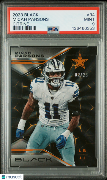 2023 Panini Black Micah Parsons #34 Citrine /25 PSA 9