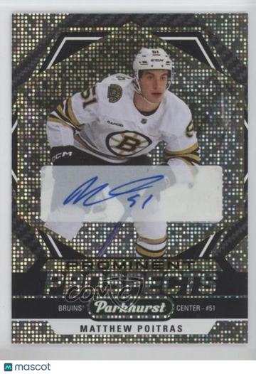 2023-24 Upper Deck Parkhurst Matthew Poitras #PP-MP Gold Auto Parallel/Variety Rookie Insert