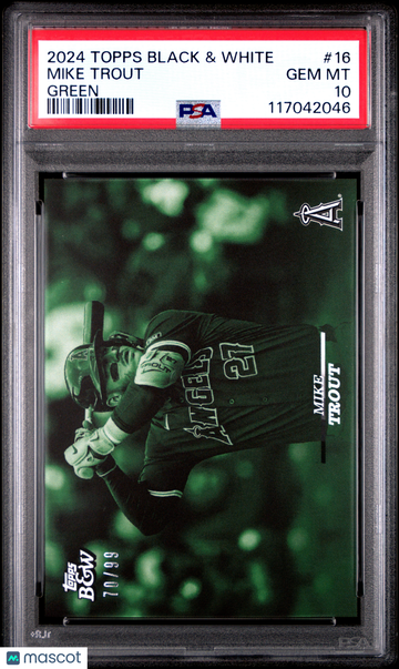 2024 Topps Black And White Mike Trout #16 Green /99 PSA 10