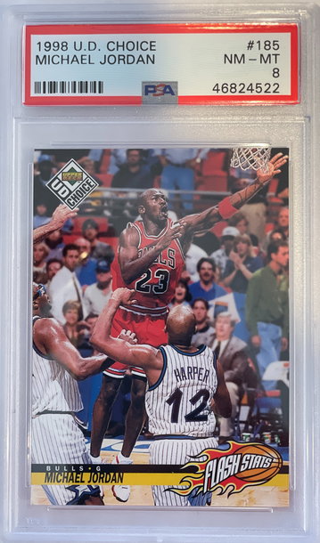 Michael Jordan GOAT 1998 UD Choice #185 PSA 8 NM-MT