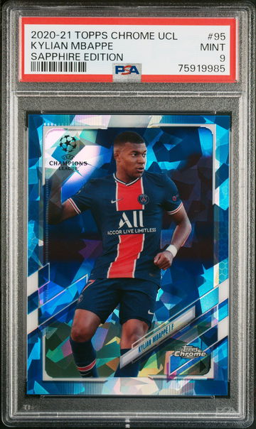 2020 TOPPS KYLIAN MBAPPE CHROME UEFA CHAMPIONS LEAGUE SAPPHIRE EDITION #95 PSA 9