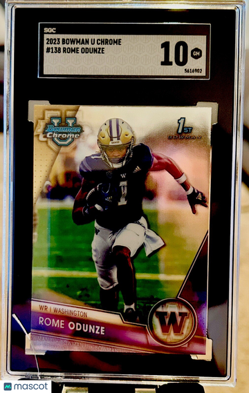 2023 Bowman Chrome University Rome Odunze #138 Chrome Chrome 1st Rookie SGC 10