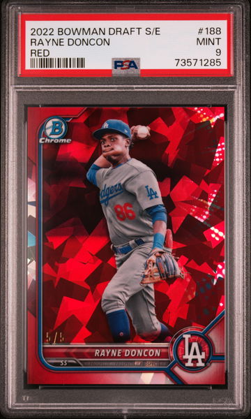 2022 Bowman Draft Sapphire Edition Red Rayne Doncon #188 5/5 PSA 9