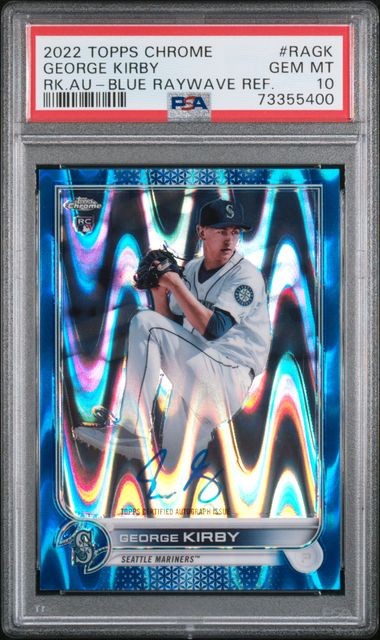 PSA 10 2022 Topps Chrome George Kirby Blue Raywave Autograph /150