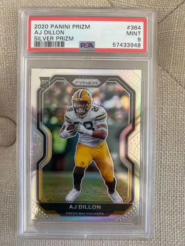 2020 AJ Dillon SILVER Prizm PSA 9 RC