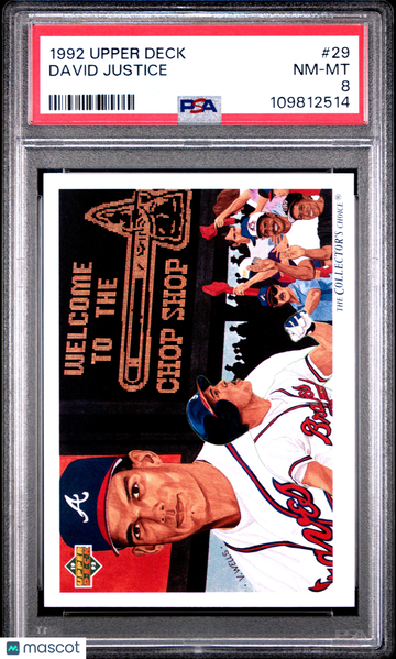 1992 Upper Deck David Justice #29 PSA 8