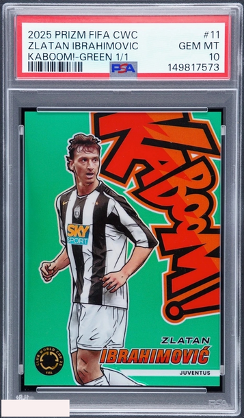 2025 PRIZM FIFA CLUB WORLD CUP KABOOM ZLATAN IBRAHIMOVIC #11 GREEN 1 OF 1 PSA 10