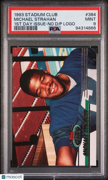1993 Stadium Club 1ST Day Issue Michael Strahan #384 1ST Day Issue No D P Logo Low Pop Rookie PSA 9