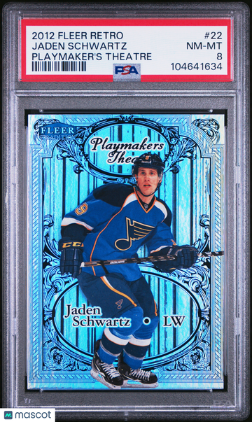 2012-13 Fleer Retro Playmaker's Theatre Jaden Schwartz #22 Insert PSA 8
