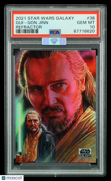 2021 Topps Chrome Star Wars Galaxy Qui-Gon Jinn #38 Refractor MBA 10
