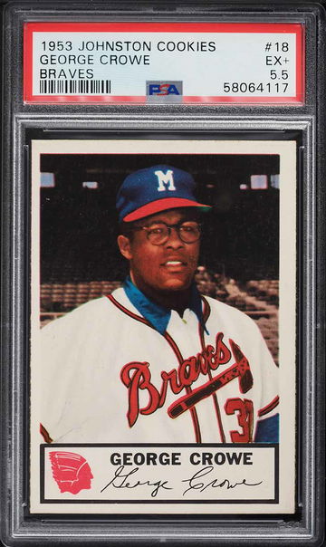 1953 Johnston Cookies Braves Baseball George Crowe #18 Braves PSA 5.5