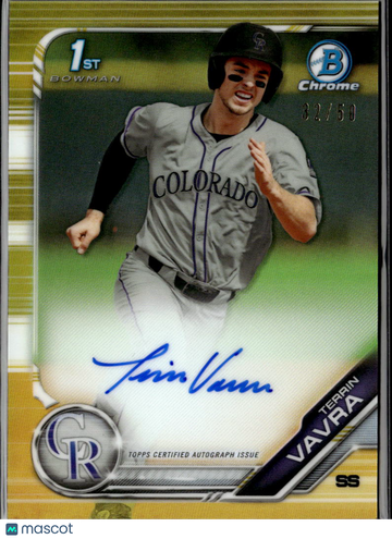 2019 Bowman Chrome Terrin Vavra #CPA-TV Gold Refractor /50 1st Bowman
