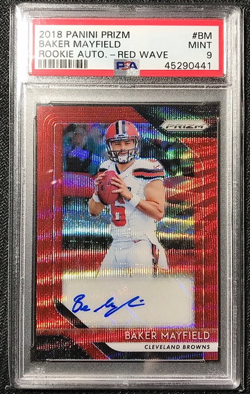 Baker Mayfield 2018 Prizm Red Wave Auto /199 PSA 9 (45290441)