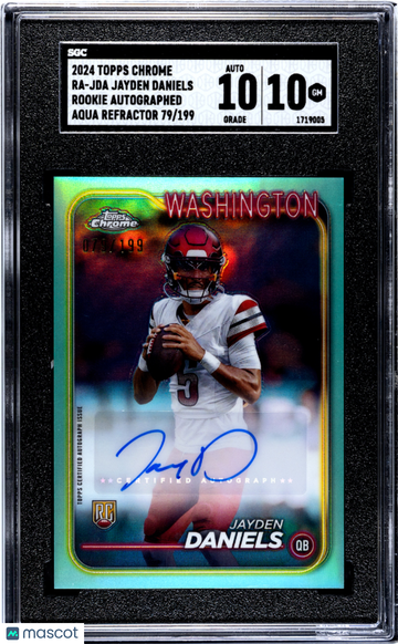 2024 Topps Chrome Jayden Daniels #RA-JDA Rookie Autograph Aqua Refractor SGC 10 Auto 10
