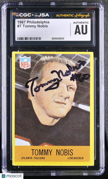 1967 Philadelphia Tommy Nobis #7 Hand Signed Auto Rookie CGC Authentic JSA Auto Authentic