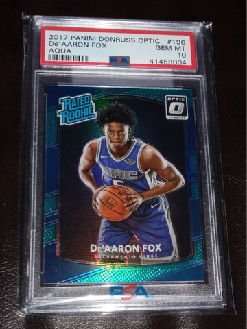 2017 Donruss Optic De'Aaron Fox - AQUA HOLO - SSP Rookie /25  PSA 10 Beauty