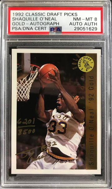 1992 Classic Draft Picks - Shaq O'Neal - Gold Auto PSA 8
