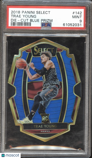 2018 Panini Select Trae Young #142 Die Cut Blue Prizm PSA 9
