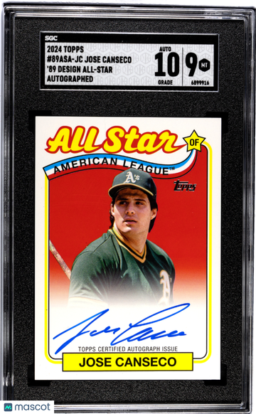 2024 Topps Jose Canseco #89ASA-JC '89 A Autograph SGC 9 Auto 10