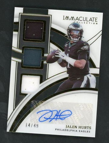 2022 Panini Immaculate Collection IPC-JHU Jalen Hurts /49 VG Philadelphia Eagles Auto