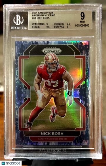 Graded 2021 Panini Prizm Camo Prizm Short Print Nick Bosa 49ers #58 BGS 9