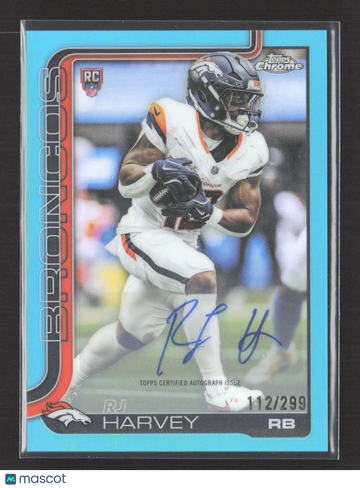 2025 Topps Chrome RJ Harvey #RA-RH Light Blue 112/299 RC Auto