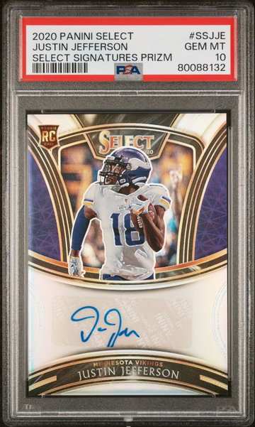 2020 Panini Select Signatures Prizm Justin Jefferson #9 PSA 10