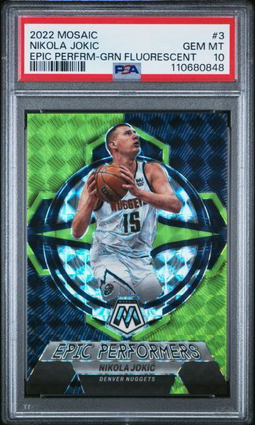 2022 Mosaic | Nikola Jokic | Green Fluorescent | 3/10 | PSA 10 | Pop 1