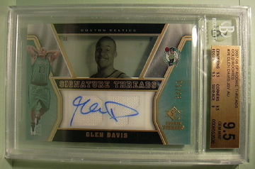 2007-08 SP ROOKIE THREADS GOLD ROOKIES #76 GLEN DAVIS AUTO 33/50 BGS 9.5 GEM MINT