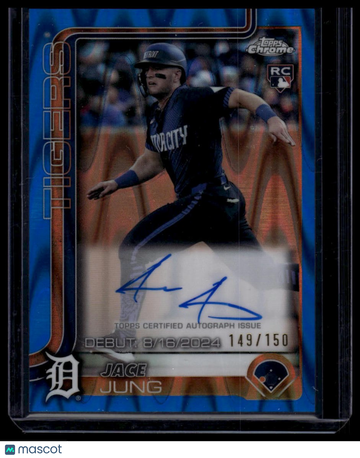 2025 Topps Chrome Update Jace Jung #CRDA-JJ Rookie Debut Autographs Blue RayWave Refractor SN AU