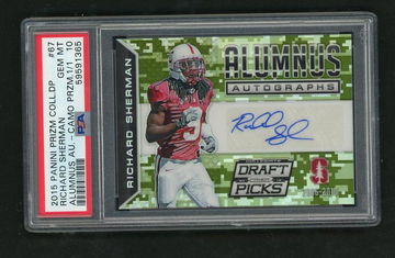 2015 Panini Prizm Camo Richard Sherman #67 Auto 1/1 PSA 10