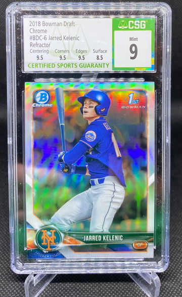 2018 Bowman Draft Chrome Jarred Kelenic Refractor 1st Bowman CSG 9 with (3) 9.5’s 