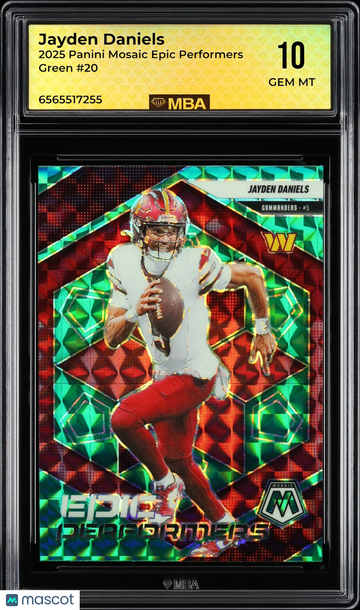 2025 Panini Mosaic Epic Performers Jayden Daniels #20 Green MBA 10