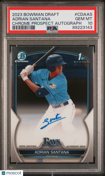 2023 Bowman Draft Adrian Santana #CDAAS Chrome Prospect Autograph PSA 10 Bowman