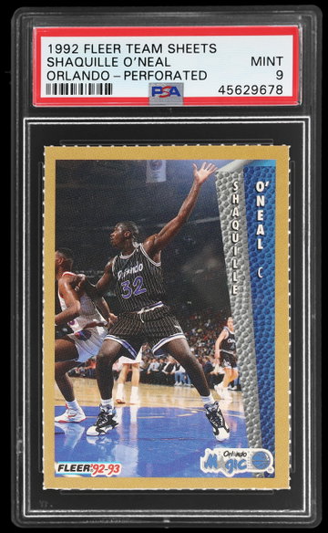 1992 Fleer Shaquille O'neal Team Night Sheets PSA 9 RC