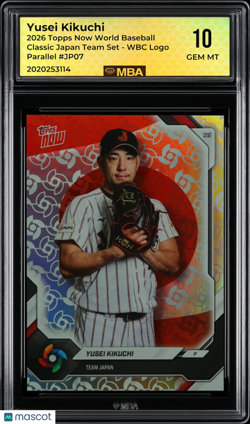 2026 Topps Now World Baseball Classic Yusei Kikuchi #JP07 Japan Team Set - WBC Logo Parallel MBA 10