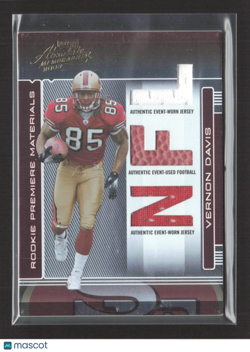 2006 Playoff Absolute Memorabilia Rookie Premiere Materials Vernon Davis #263 Authentic Event-Worn Jersey Authentic Even